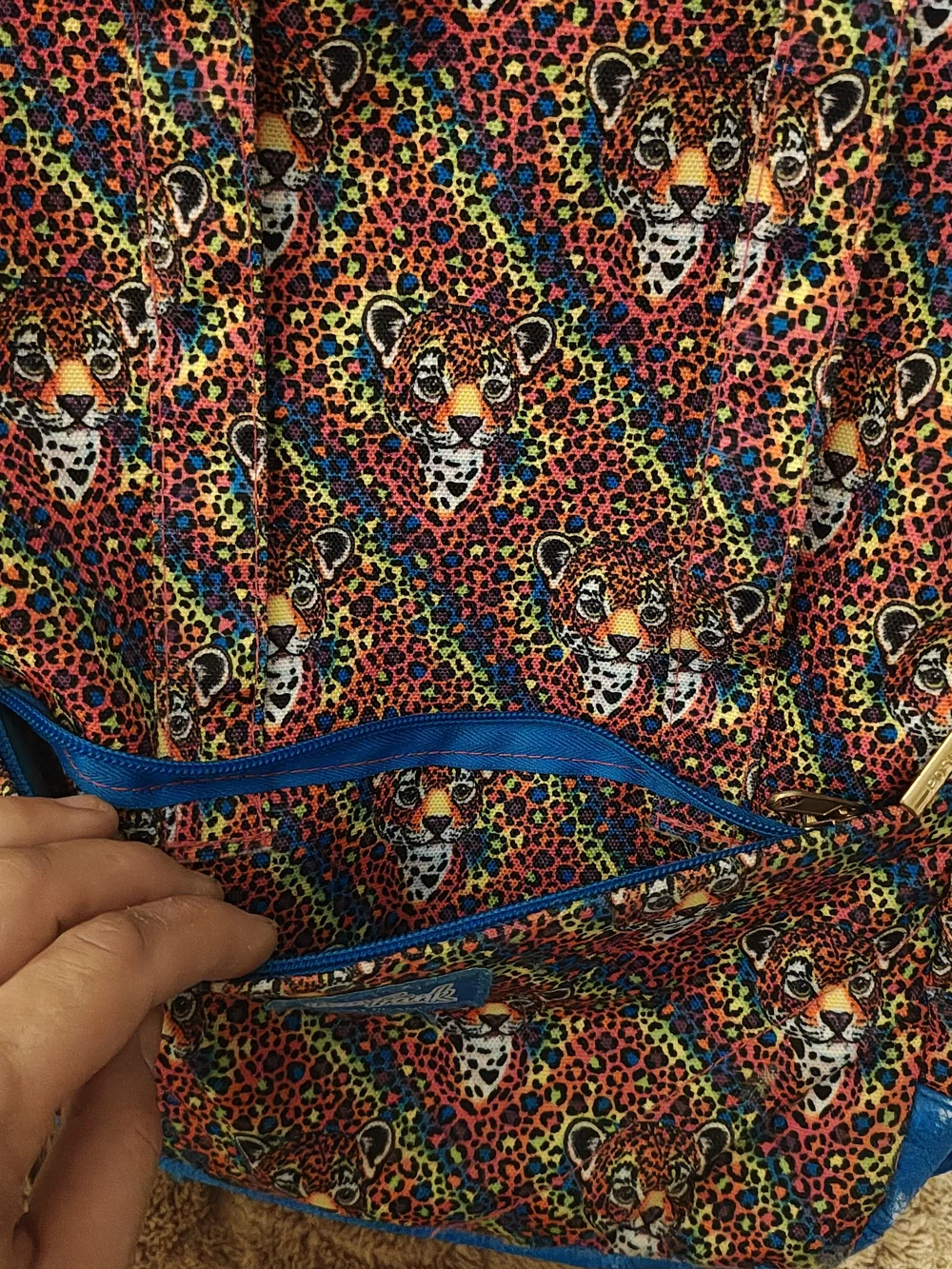 Blue Leopard Print Kids Backpack - Lisa Frank Posh Peanut